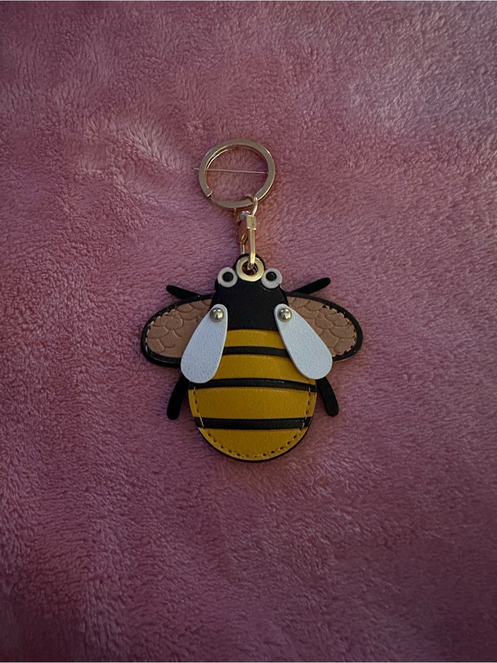 Leather Bee AirTag keychain or bag charm